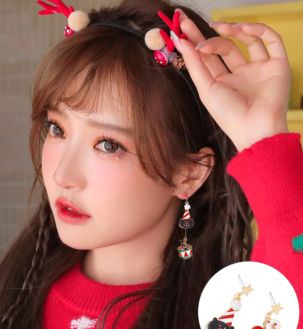 Christmas Earrings Cute Long Joker Ear Clip LJC7