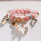 Unicorn Sparkly Crystal Charm Bracelet with Gift Box Set for Girls