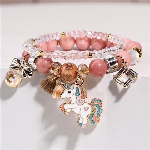 Unicorn Sparkly Crystal Charm Bracelet with Gift Box Set for Girls