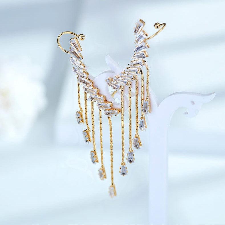 Exaggerated Design Style Earclip Earrings with Tassel PDD 