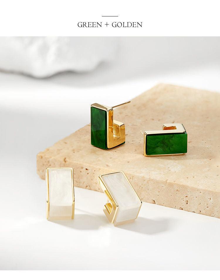 New Arrival Fashion Designer Niche Vintage Green Earrings Stud Earrings - lightofjuwelen