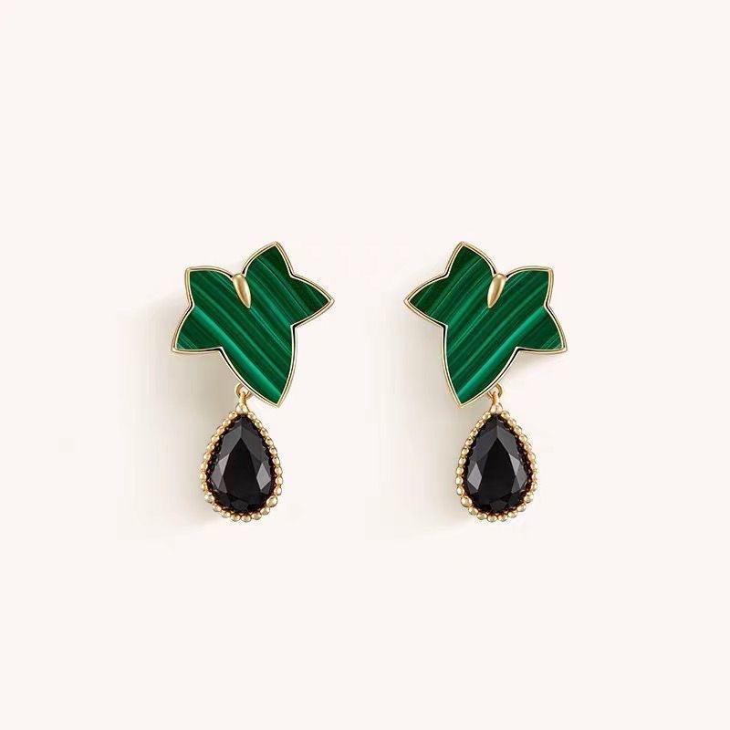 💖Sterling Silver Fresh Spring Ivy Green Retro Drop Dangle Earrings