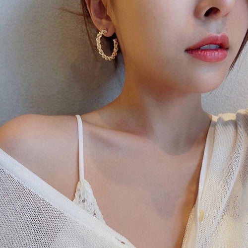 💖14K Gold Plated Retro Simple Twist Rope Round Hoop Earrings