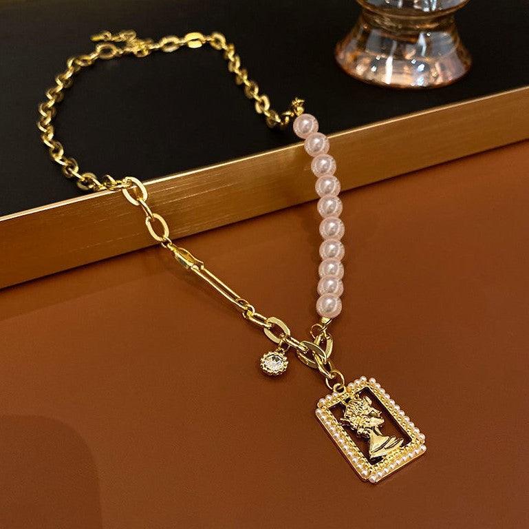 14K Gold Plated Mixed with Dainty Pearl Necklace for Women