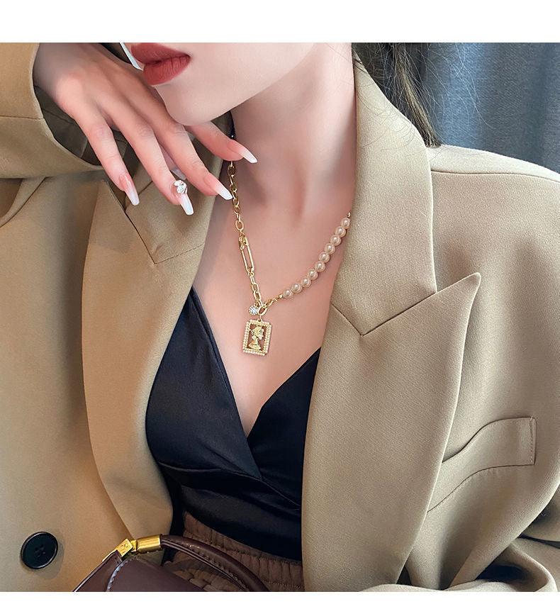 14K Gold Plated Mixed with Dainty Pearl Necklace for Women