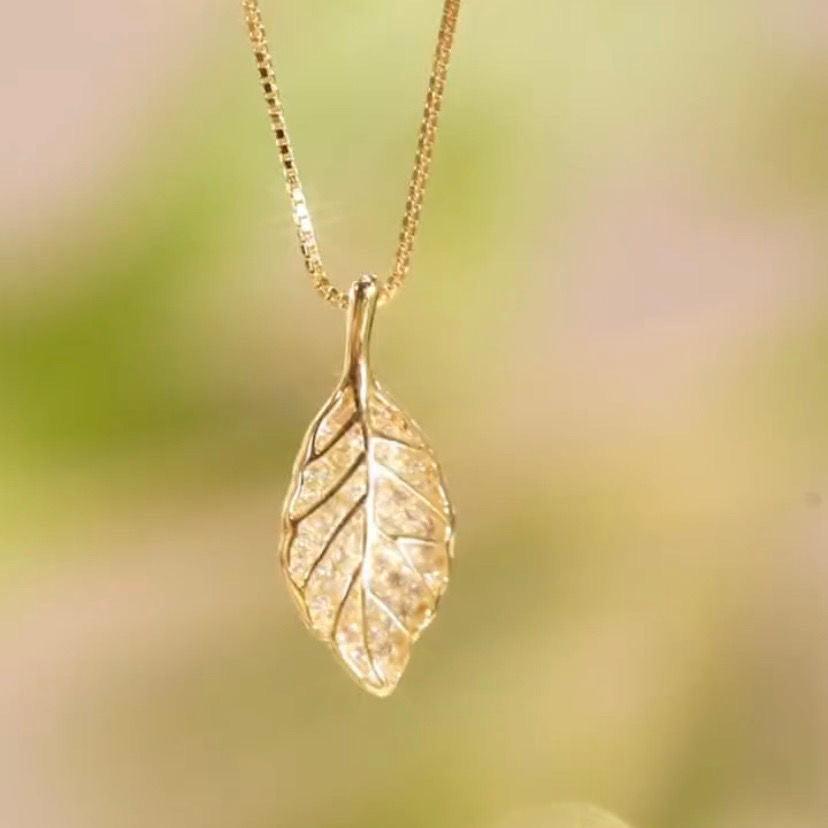 14K Gold Plated Leaf Shape Necklace Fashion Gift for Women