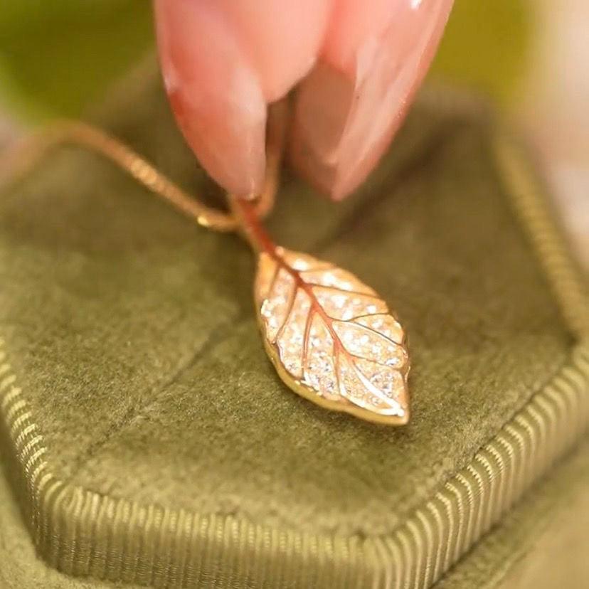 14K Gold Plated Leaf Shape Necklace Fashion Gift for Women