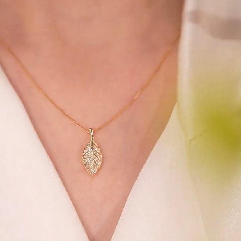 14K Gold Plated Leaf Shape Necklace Fashion Gift for Women