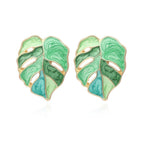 New Plant Aesthetics Monstera Deliciosa Stud Earrings - lightofjuwelen
