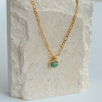 Women's Stylish Retro Green Aventurine Quartz Earrings Necklace Sets