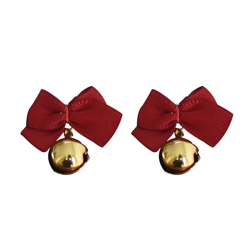 Bow Knot Bell with "Jingle Bell" Ear Clip Christmas Earrings LJC14