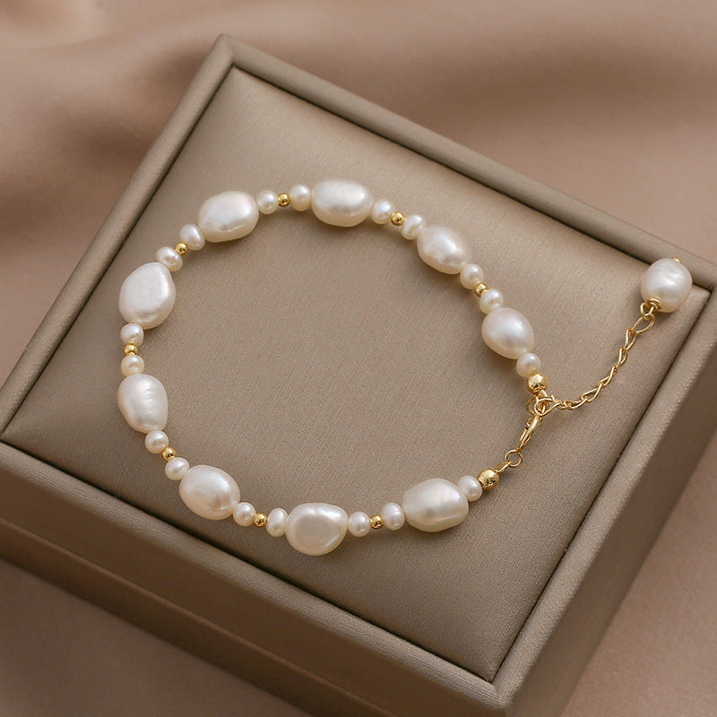 Freshwater Baroque Pearl 14K Gold Bracelet Adjustable For Women