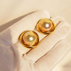 Vintage Baroque Spiral Metal Mabel Pearl Stud Earrings