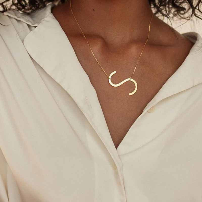 A TO Z Name 14K Gold Plated Choker Necklace