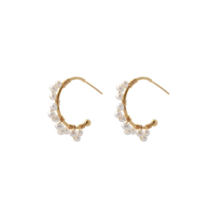 Alicia Bonnie Blanche Gold White Pearls Drop Earrings