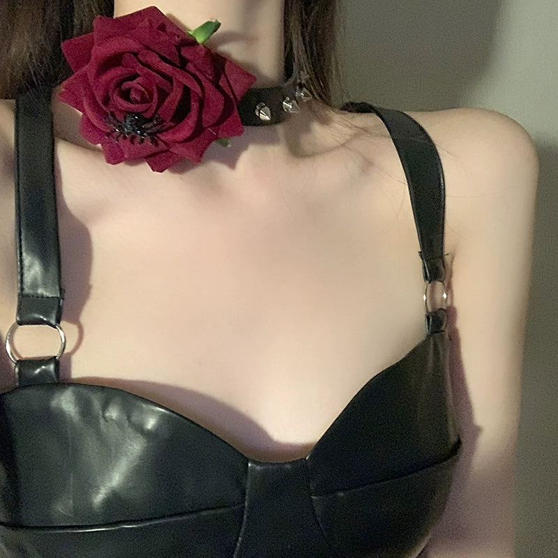 Halloween Rose Choker Set Snake Earrings Necklace LJH43