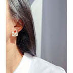 Original Handmade Enamel Cube Vintage Rose Stud Earrings