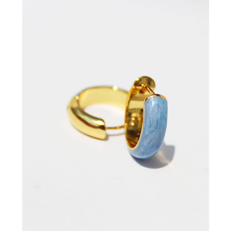French Haze Blue Drop Glazed Vintage Stud Earrings