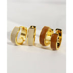 Vintage 18K Gold Plated Round Drop Glazed Stud Earrings