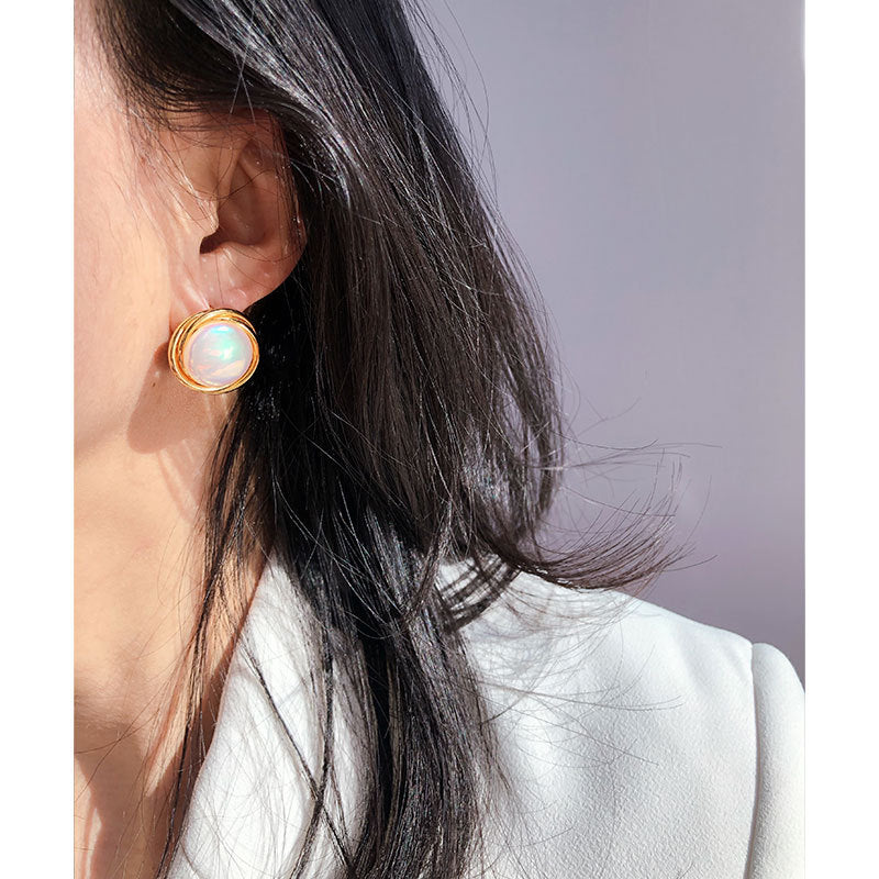 Vintage Baroque Spiral Metal Mabel Pearl Stud Earrings