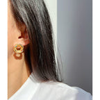 High-grade Button Zicron Spiral Round Stud Earrings
