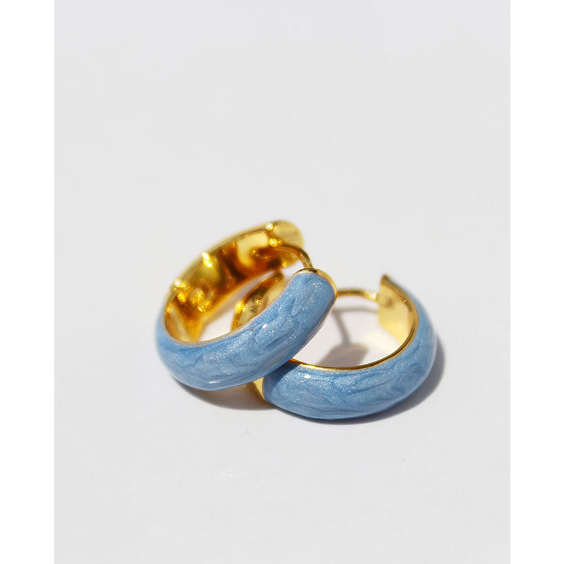 French Haze Blue Drop Glazed Vintage Stud Earrings