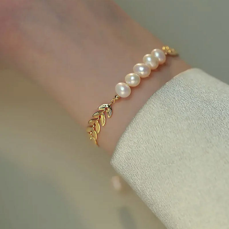 18K Gold Plated Slim Wrist Pure Natural Pearl Bracelet