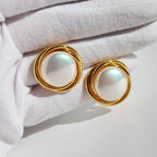 Vintage Baroque Spiral Metal Mabel Pearl Stud Earrings