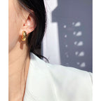 18K Gold Plated Vintage Rhombus Stud Hoop Earrings