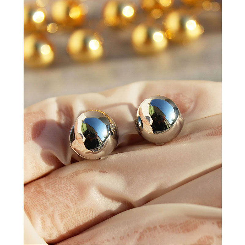 18K Gold Plated Round Ball Fashion Style Stud Hoop Earrings