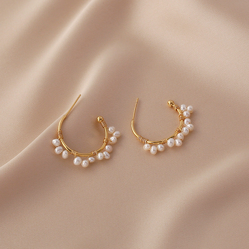 Alicia Bonnie Blanche Gold White Pearls Drop Earrings