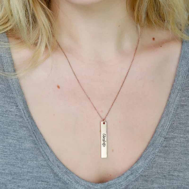 Keep Memories Couple Lover Name Pendant Chain Necklace