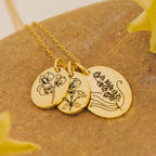 Birth Flower Pendant Chain Necklace for Birthday Gift