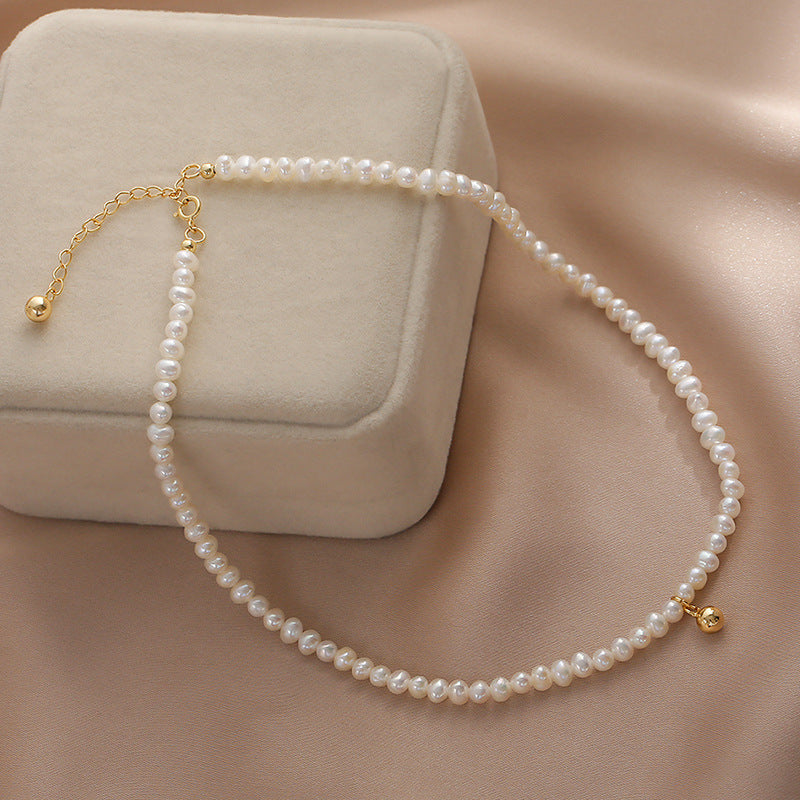 Sterling Silver White A-Grade Freshwater Cultured-Pearl Necklace