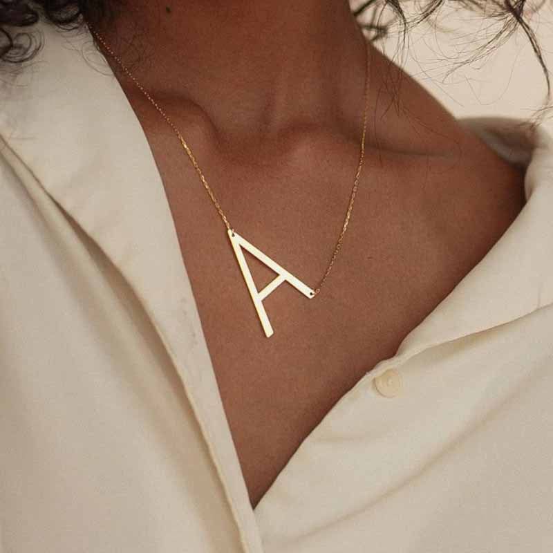 A TO Z Name 14K Gold Plated Choker Necklace