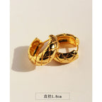 18K Gold Plated Vintage Rhombus Stud Hoop Earrings