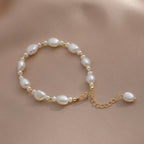 Freshwater Baroque Pearl 14K Gold Bracelet Adjustable For Women