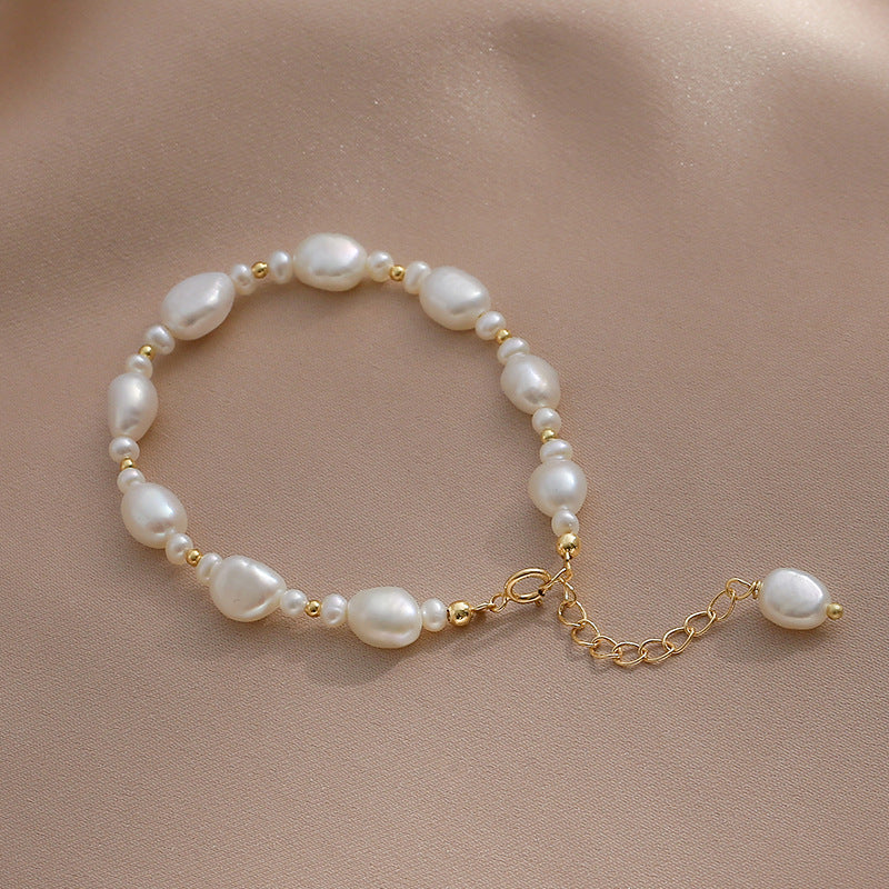 Freshwater Baroque Pearl 14K Gold Bracelet Adjustable For Women