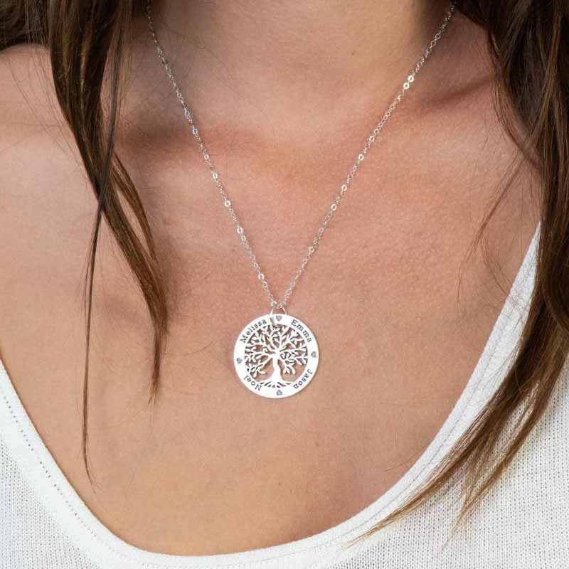 925 Sterling Life Tree Name Pendant Chain Necklace