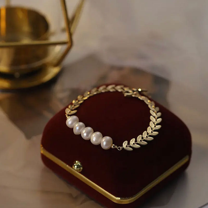 18K Gold Plated Slim Wrist Pure Natural Pearl Bracelet