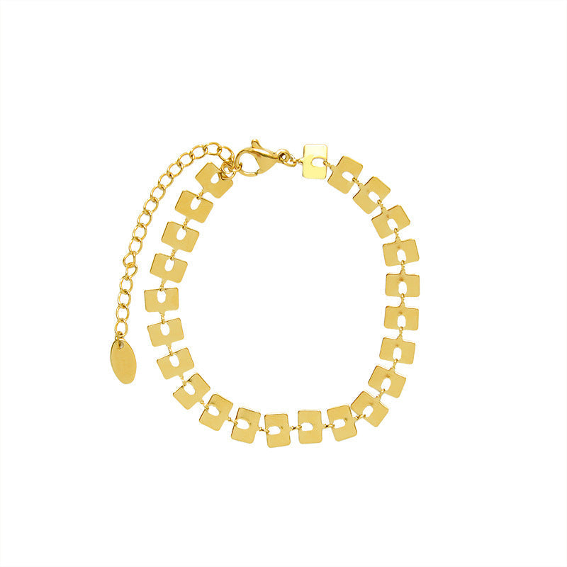 Light luxury geometric card bracelet titanium steel women's plated 18k gold bracelet jewelry