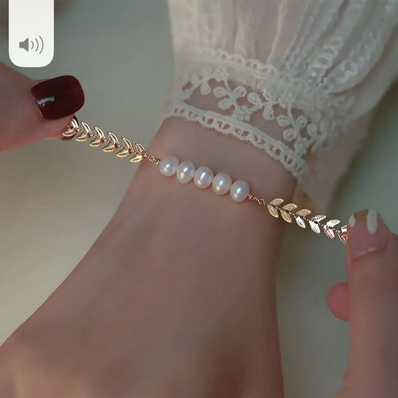 18K Gold Plated Slim Wrist Pure Natural Pearl Bracelet