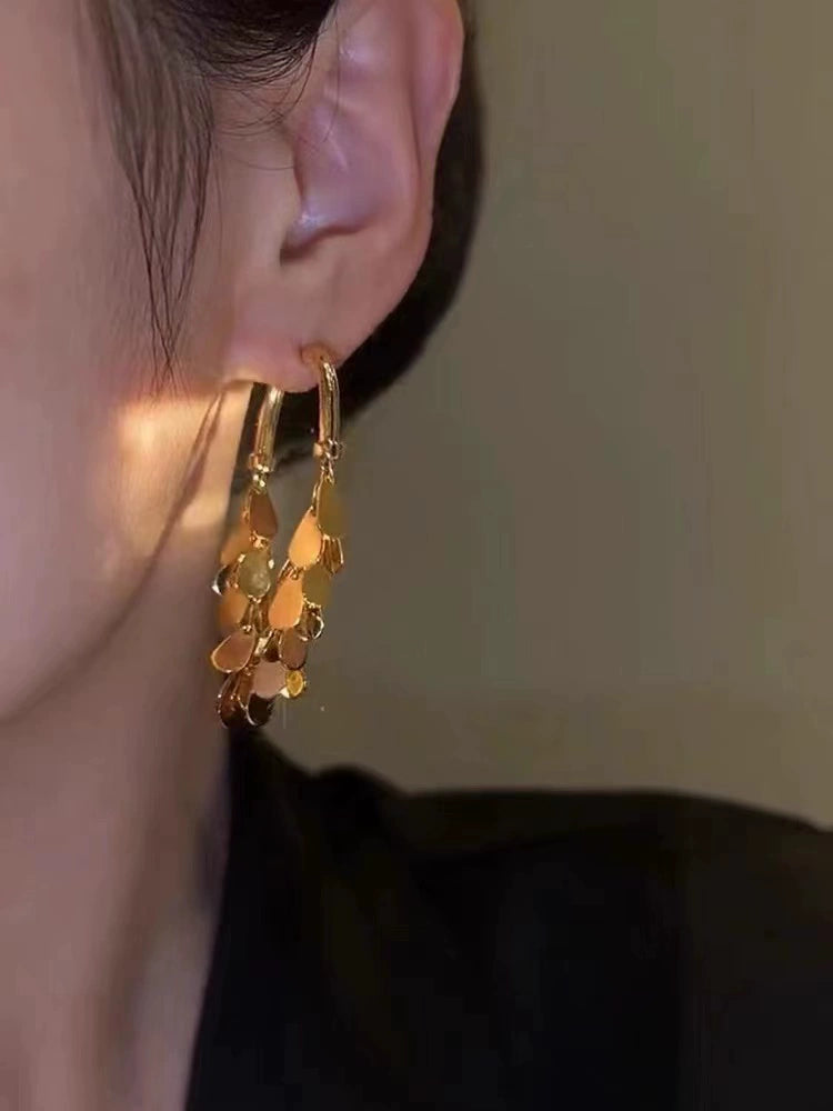 Metal Sequin Tassel Earrings LJ52