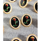 Original Handmade Enamel Vintage Drop Glazed Rose Stud Earrings