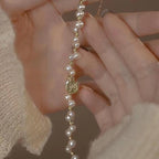 Freshwater Pearl Bracelet Round Small Pearl Braided Gold Bracelet - lightofjuwelen