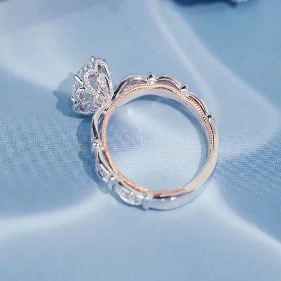 Customized Double-color Hollow Out Diamond Ring - lightofjuwelen