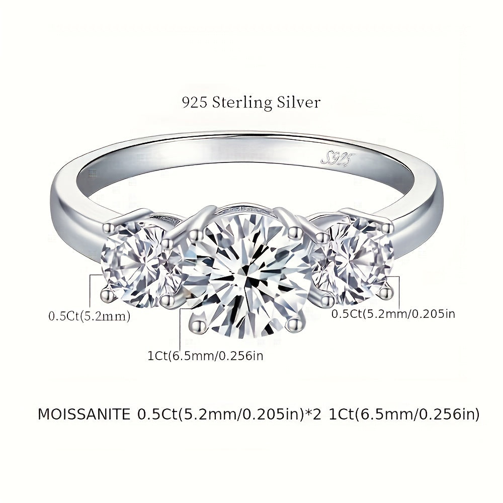 2ct/4ct Moissanite Promise Ring 925 Sterling Silver Hight Quality Jewelry For Engagement Wedding Scenes Perfect Gift For Your Lover She Deserves Such High Quality Ring With Certificate And Box
