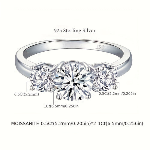 2ct/4ct Moissanite Promise Ring 925 Sterling Silver Hight Quality Jewelry For Engagement Wedding Scenes Perfect Gift For Your Lover She Deserves Such High Quality Ring With Certificate And Box