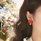Bow Knot Bell with "Jingle Bell" Ear Clip Christmas Earrings LJC14