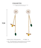 FN Flower Earrings Asymmetric Long Pendant Without Ear Holes Ear Clip LOJS7
